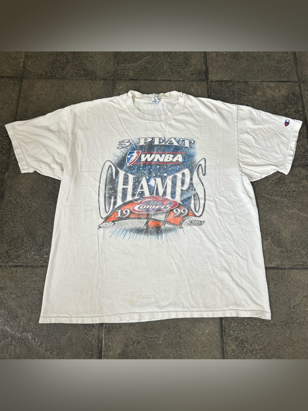 Vintage 1999 Houston Comets WNBA Championship 3-Peat Sports Graphic Shirt XL